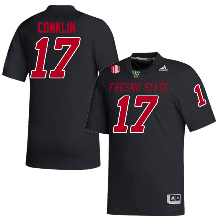 Fresno State Bulldogs #17 Carson Conklin College Football Jerseys Stitched-Black